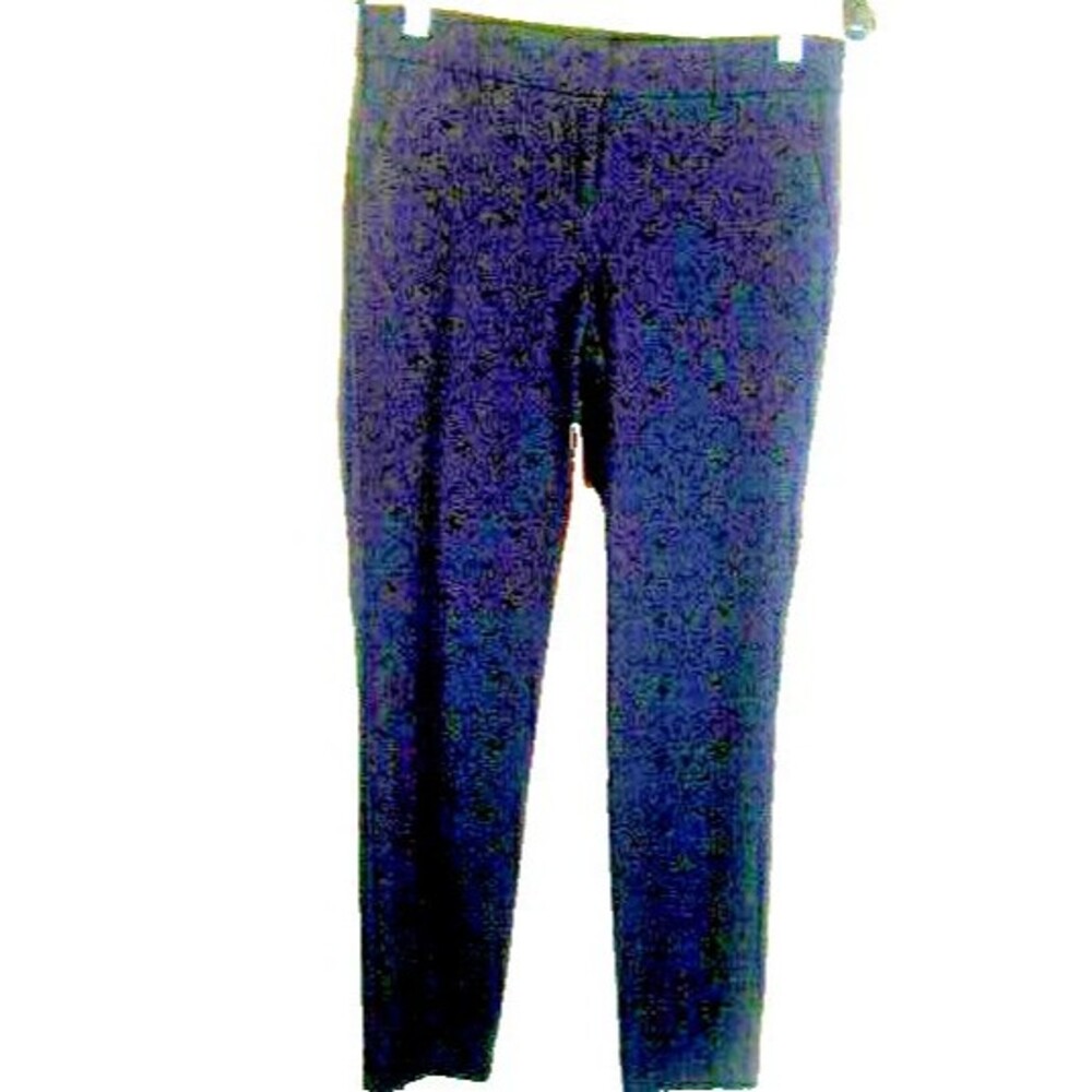 Womens NWOT Adrienne Vittadini Navy Jacquard Skinny Casual Pants sz 2(29x28x8R)